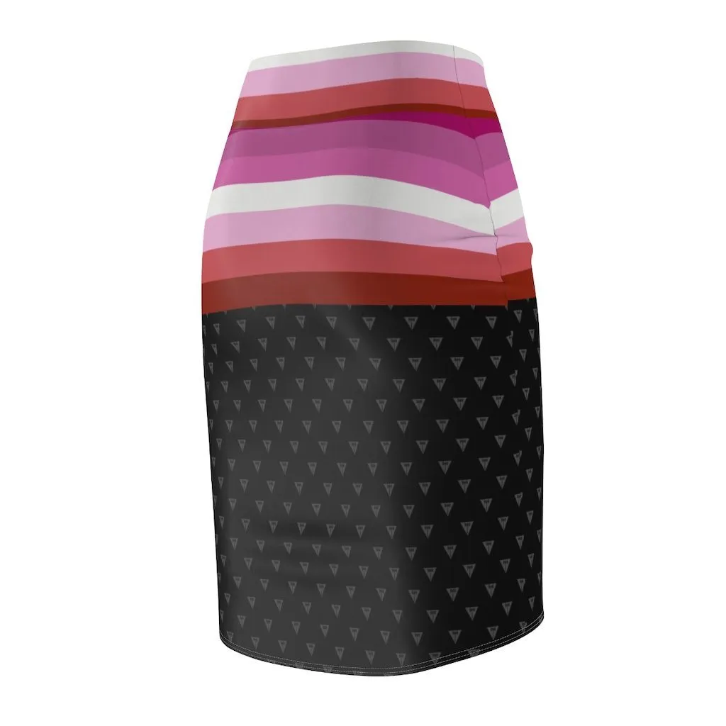 65 MCMLXV Women's LGBT Lesbian Pride Flag Print Pencil Skirt