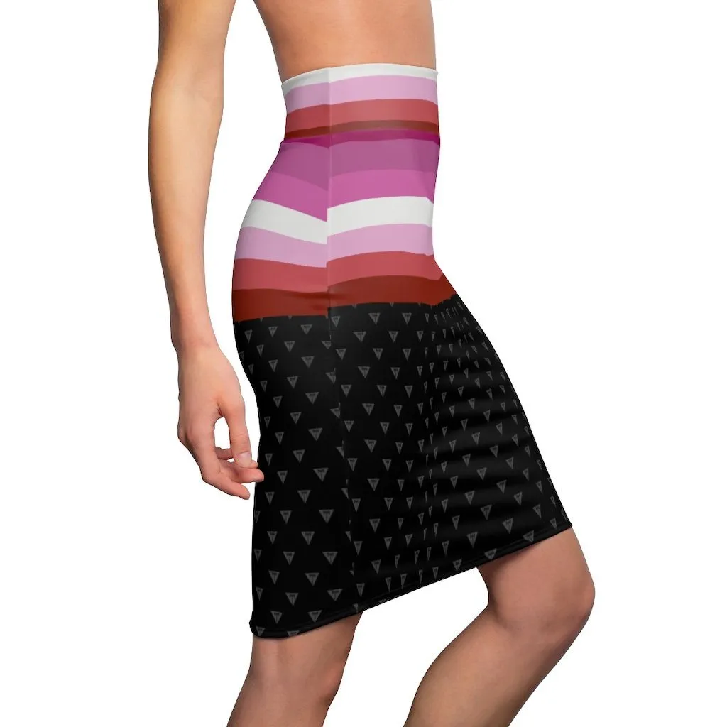 65 MCMLXV Women's LGBT Lesbian Pride Flag Print Pencil Skirt