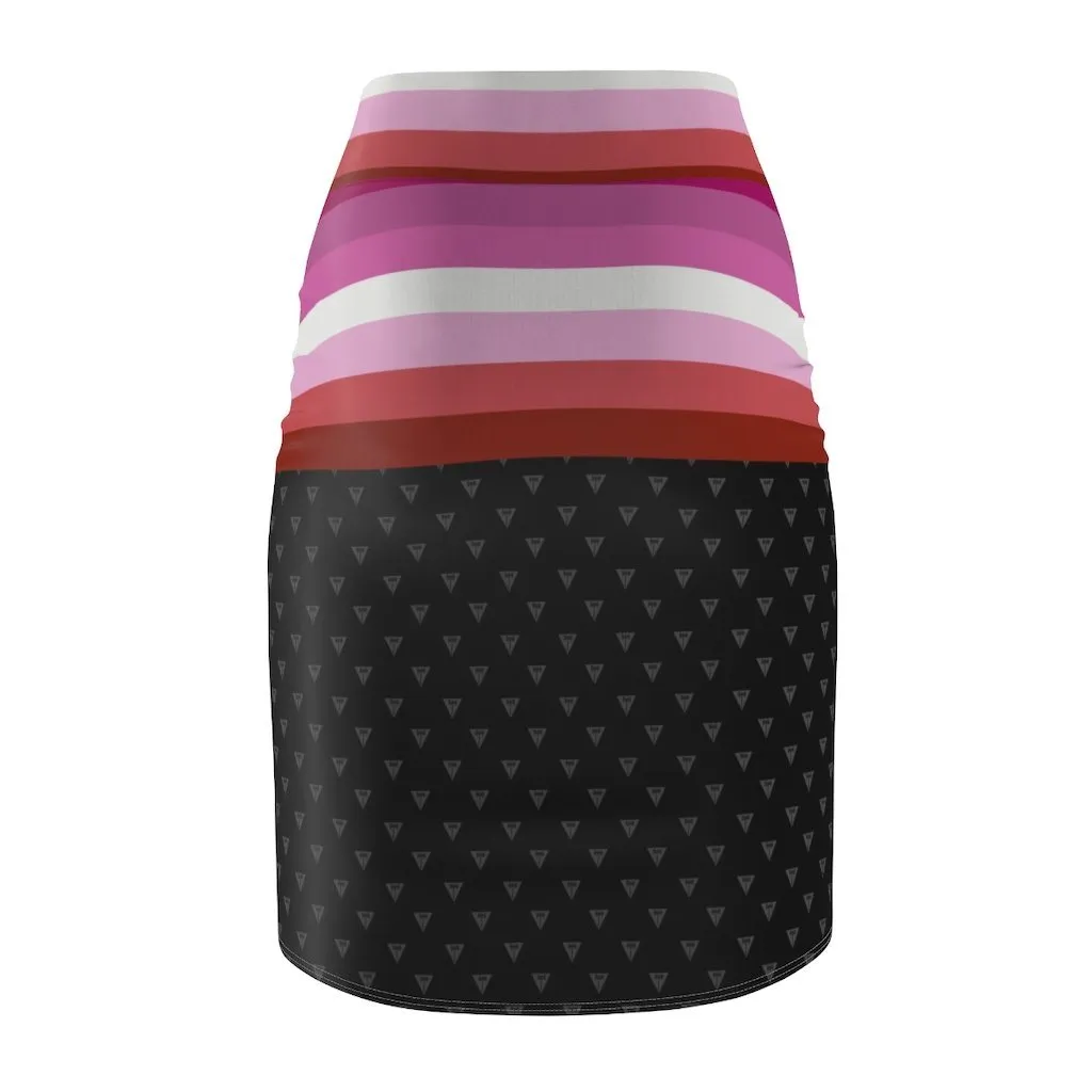 65 MCMLXV Women's LGBT Lesbian Pride Flag Print Pencil Skirt