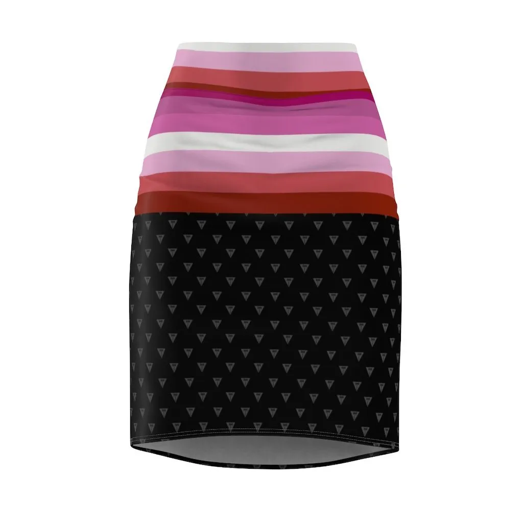 65 MCMLXV Women's LGBT Lesbian Pride Flag Print Pencil Skirt