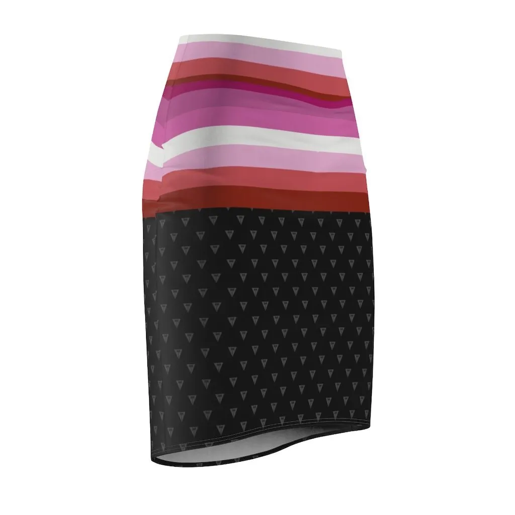 65 MCMLXV Women's LGBT Lesbian Pride Flag Print Pencil Skirt