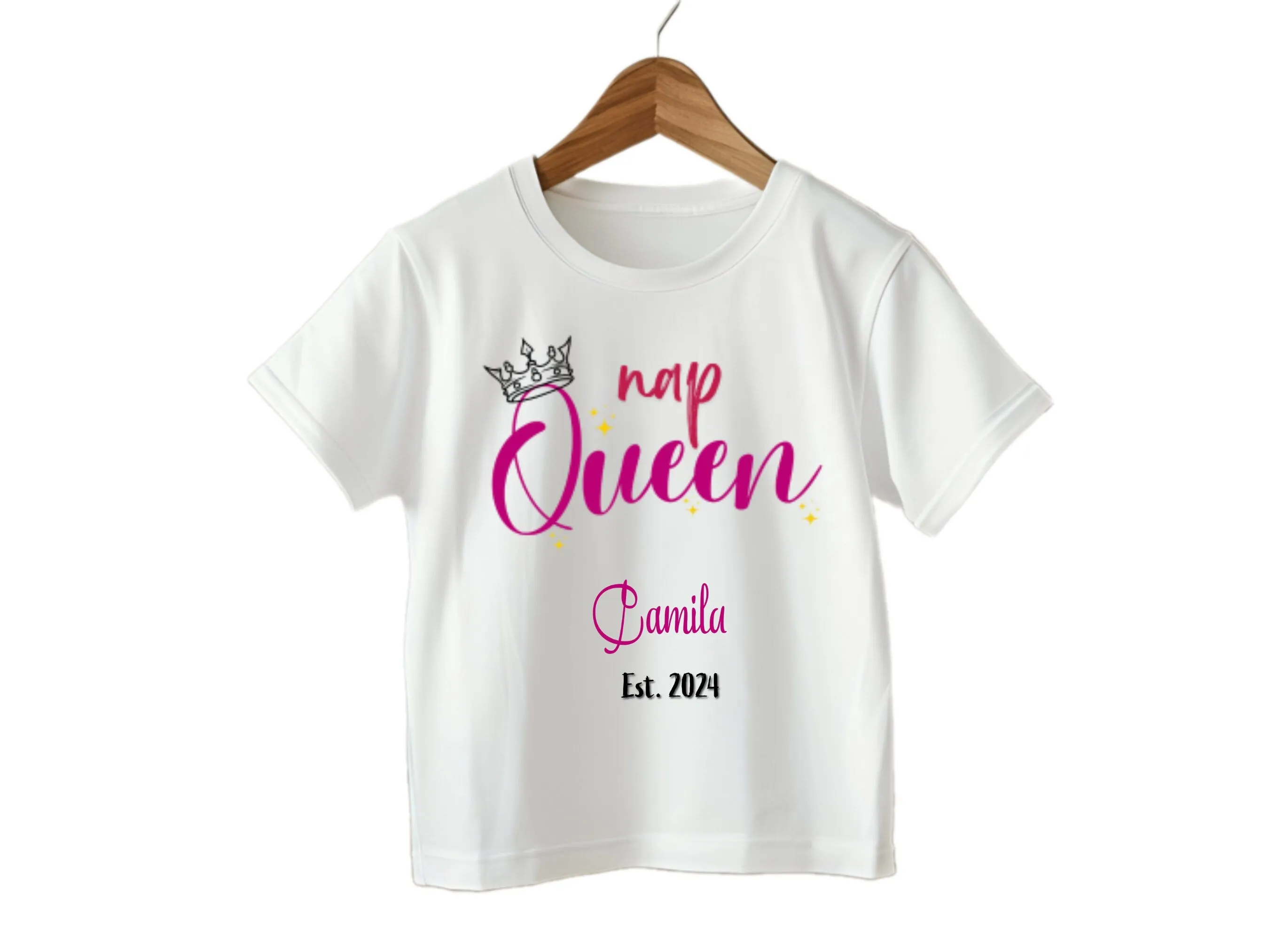 Baby Girl's Custom Name & Date Bodysuit With Text Nap Queen