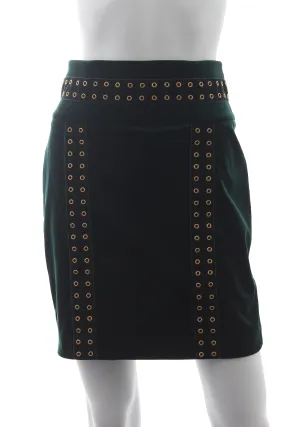 Balmain Eyelet-Embellished Velvet Mini Skirt