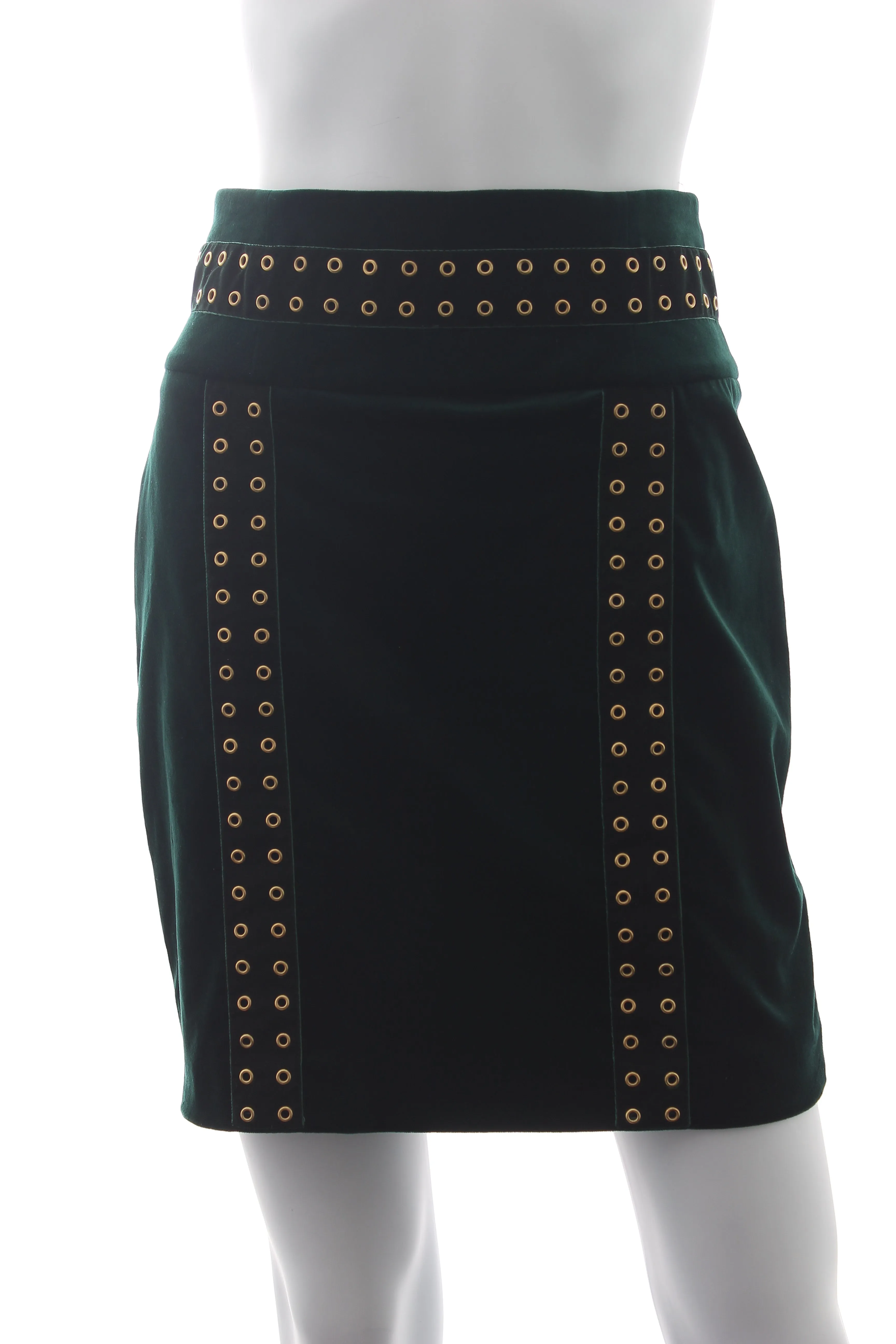 Balmain Eyelet-Embellished Velvet Mini Skirt