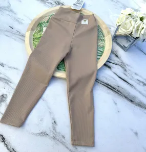 Beige ribbed leggings