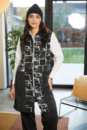 Black & White Gilet with Contrast Panels & Zip Detail
