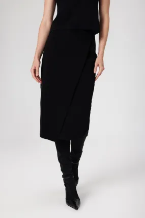 Black Double-breasted Patterned Midi Length Skirt