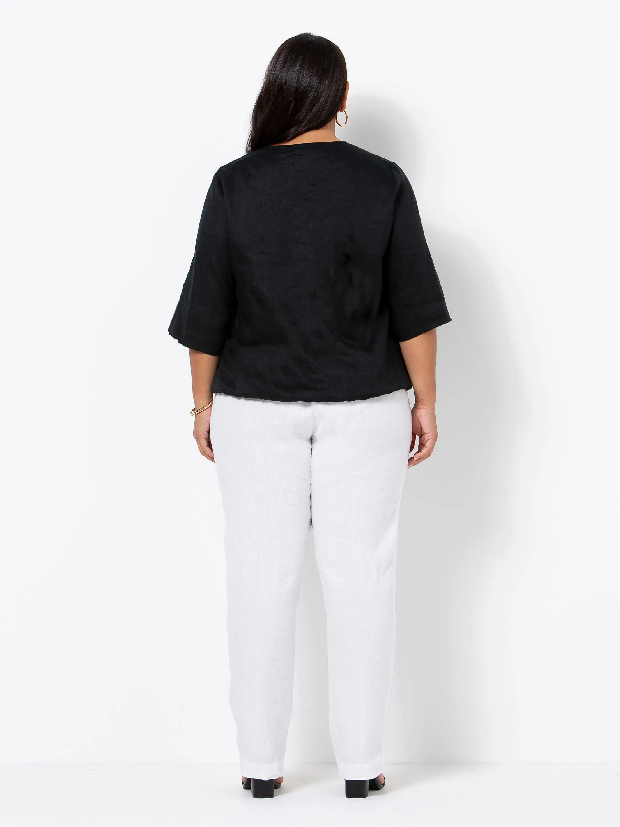 Black Havana Button Up Linen Top