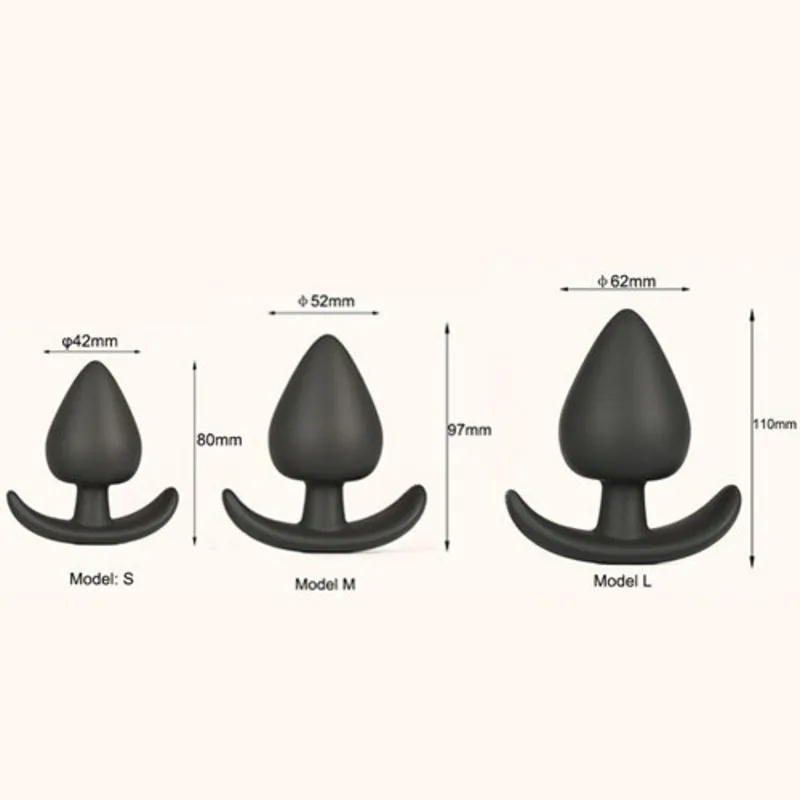 Black Silicone Anal Plugs in Three Sizes / Adult Sex Toys for Women and Men
