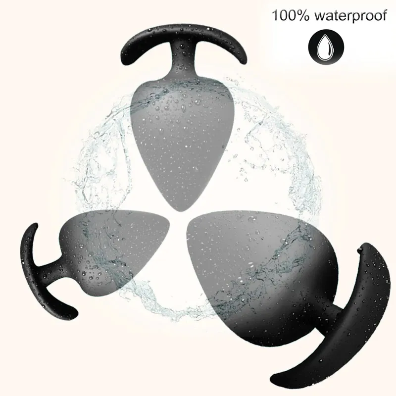 Black Silicone Anal Plugs in Three Sizes / Adult Sex Toys for Women and Men