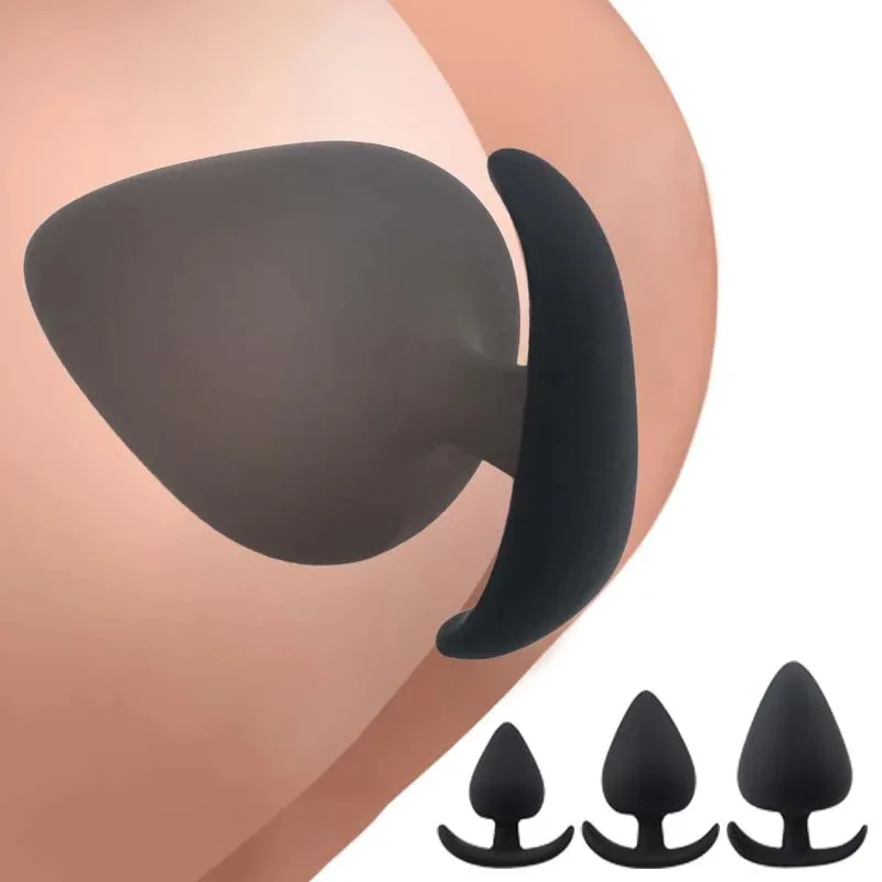 Black Silicone Anal Plugs in Three Sizes / Adult Sex Toys for Women and Men