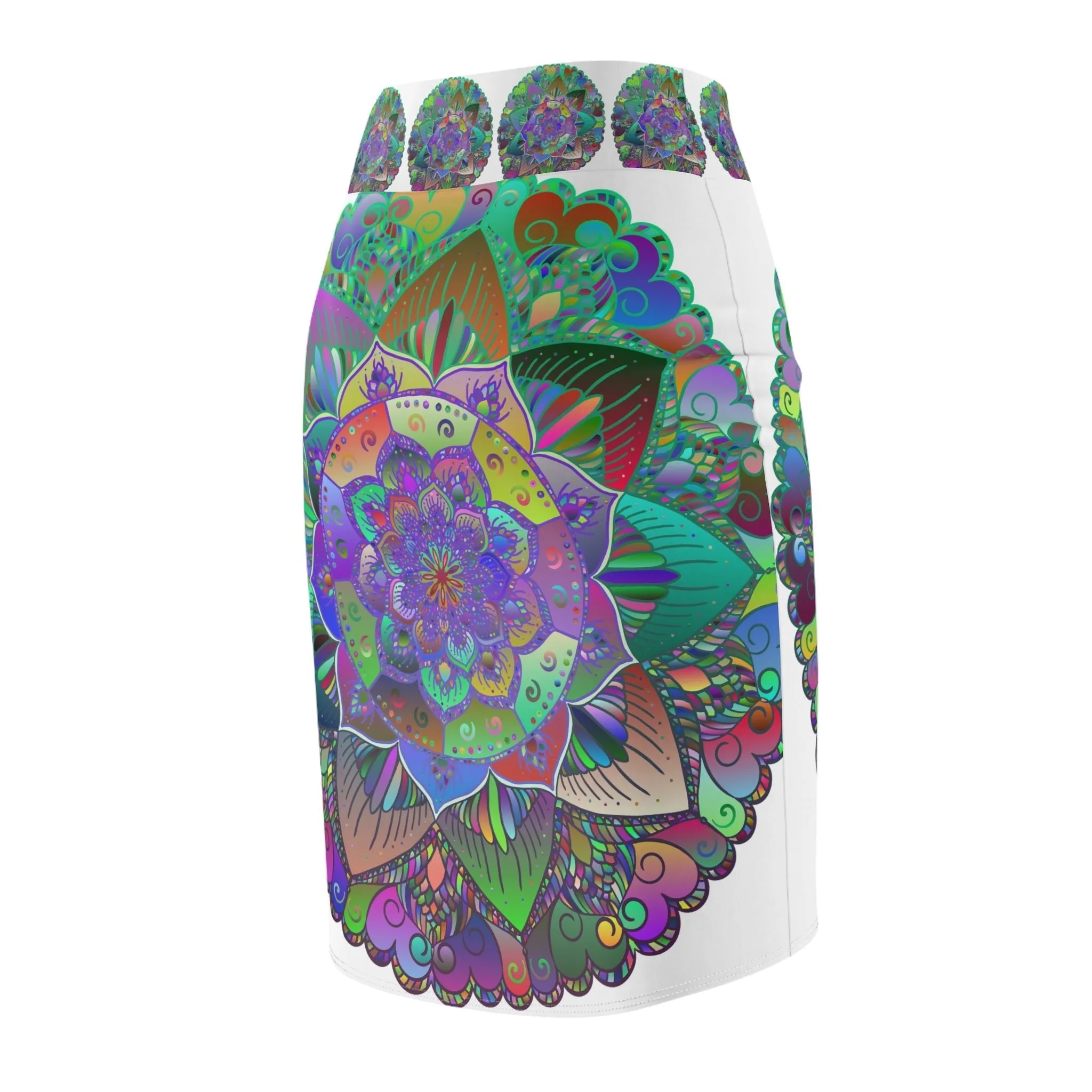 Boho Mandala Pencil Skirt - Light Purple