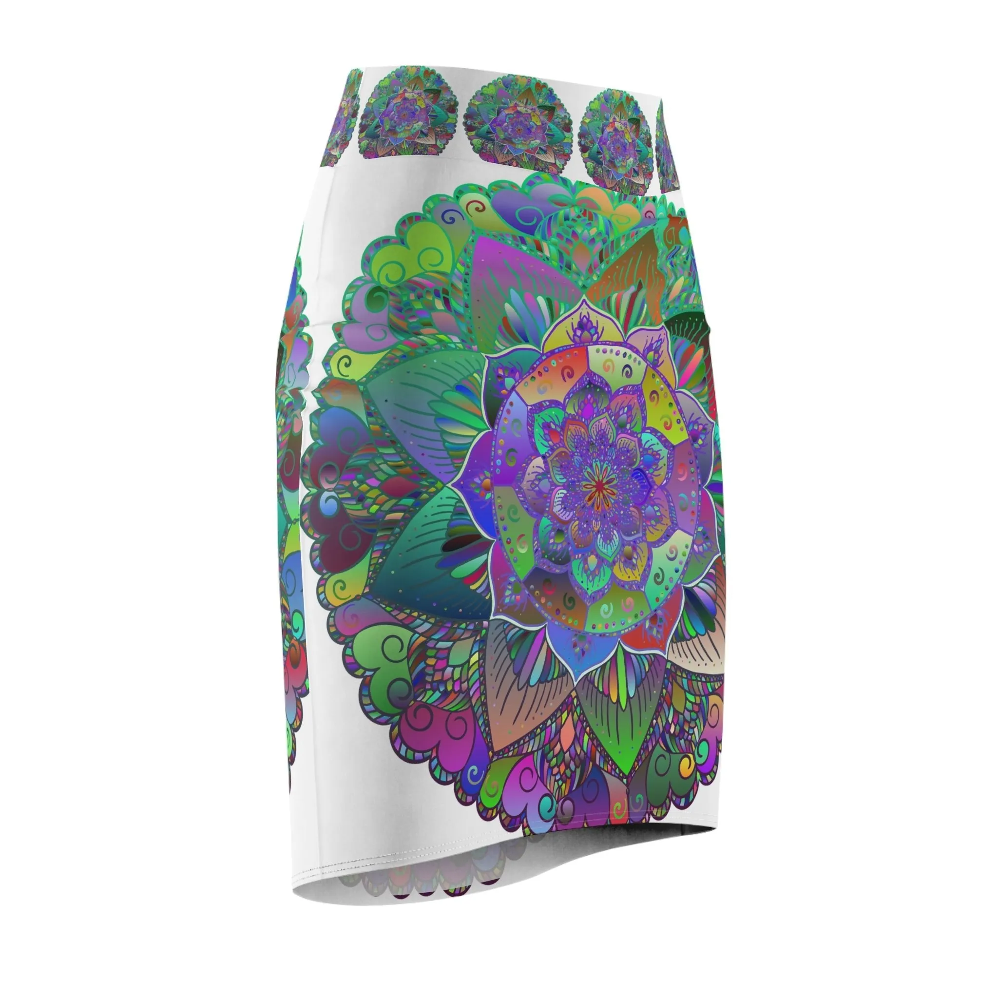 Boho Mandala Pencil Skirt - Light Purple