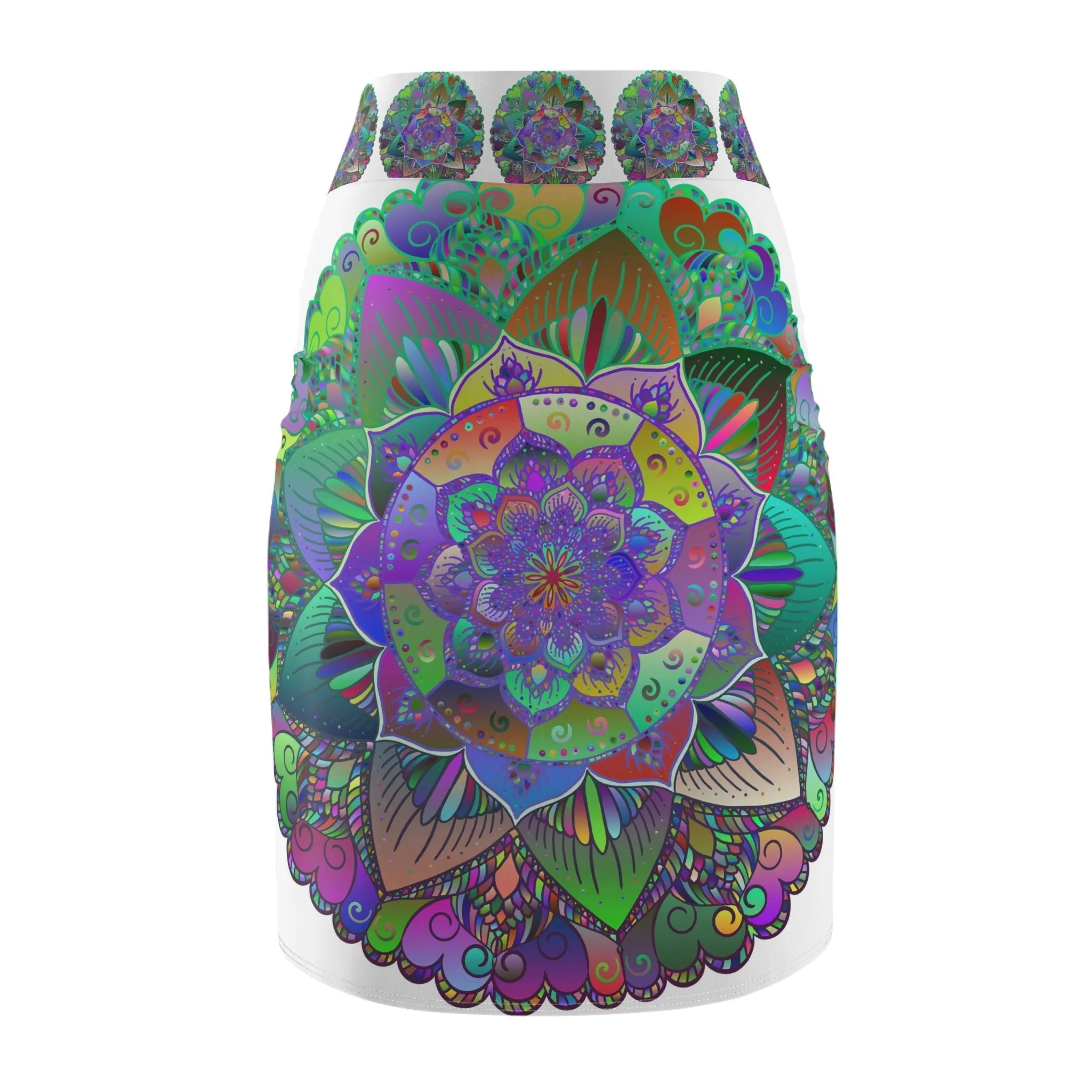 Boho Mandala Pencil Skirt - Light Purple