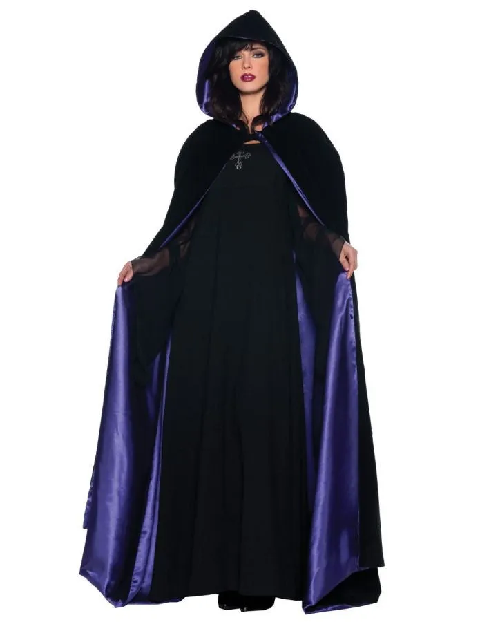 Cape Deluxe 63 Inch Blk/Purple  Costume