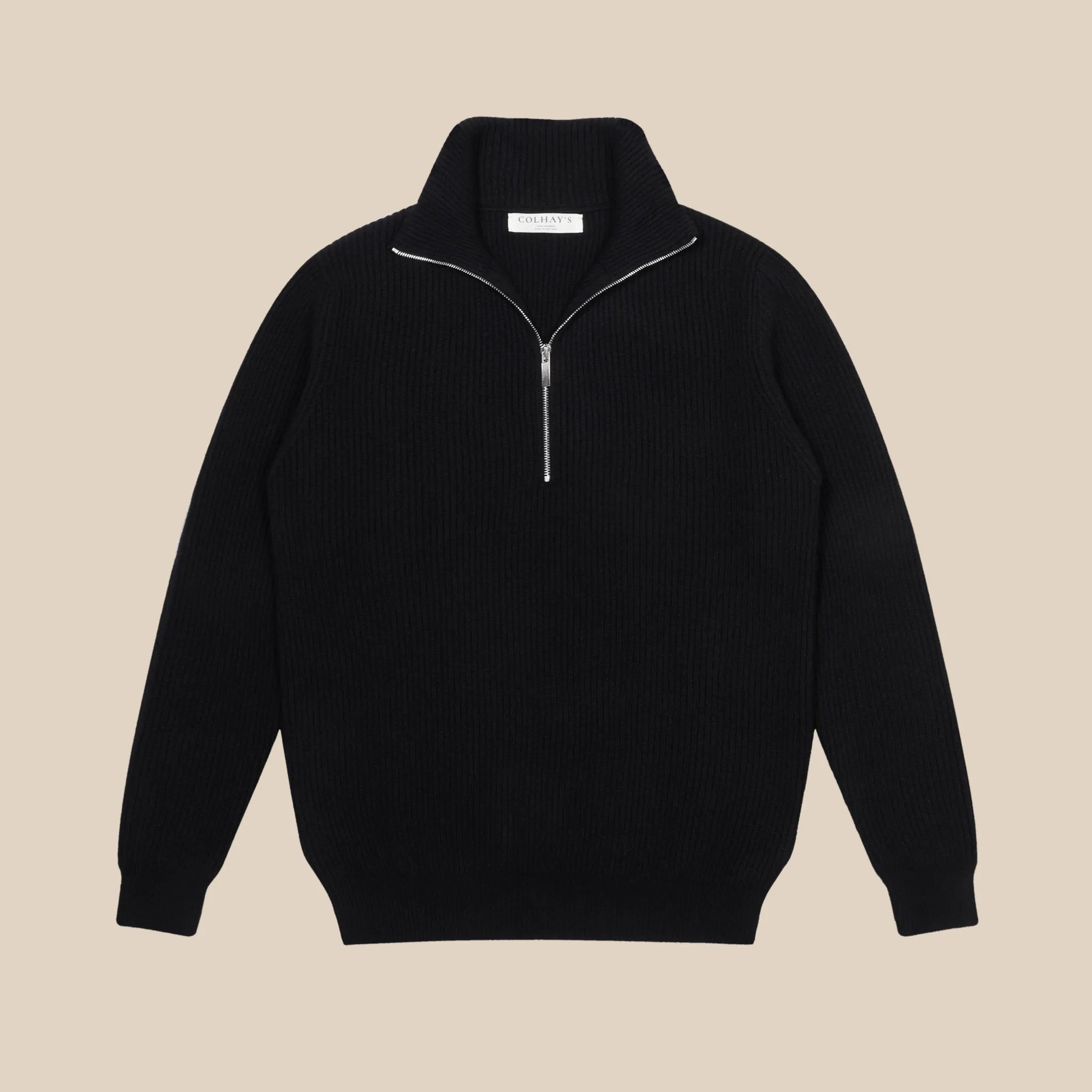 Cashmere alpine half zip sweater in black
