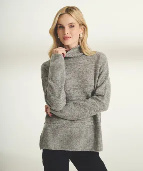 Cashmere Side-Button Turtleneck