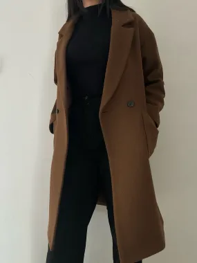 Chocolate Long Coat (90% Wool)