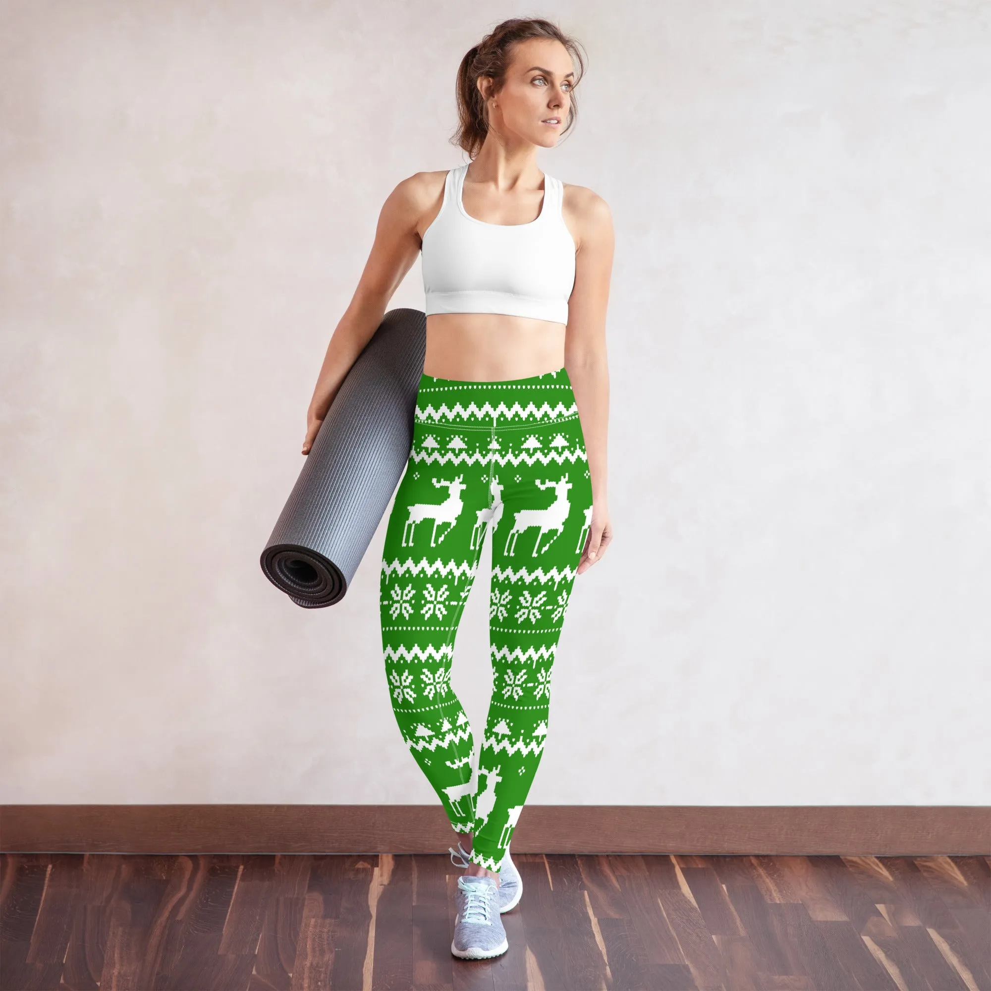 Christmas Deer Yoga Leggings, lioness-love