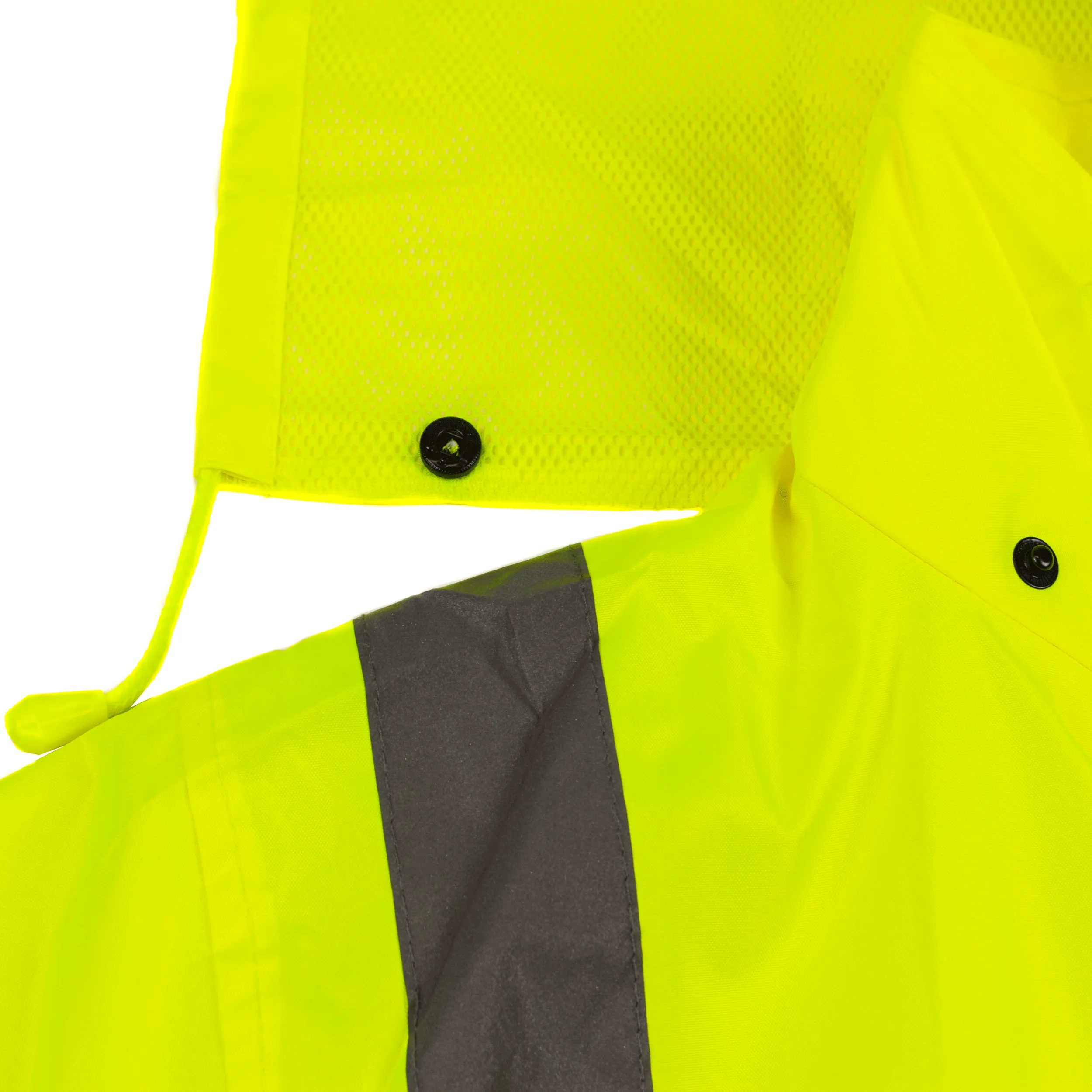 Class 3 Reflective Hi-Viz Black Bottom Long Rain Coat (Lime/Orange)