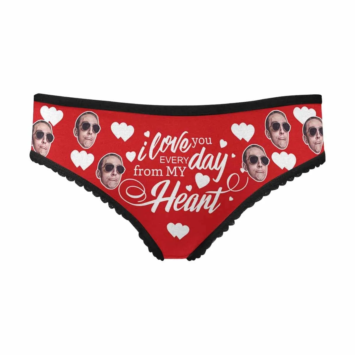 Custom Face Women's Underwear Personalized From My Heart Women's All Over Print High-cut Briefs