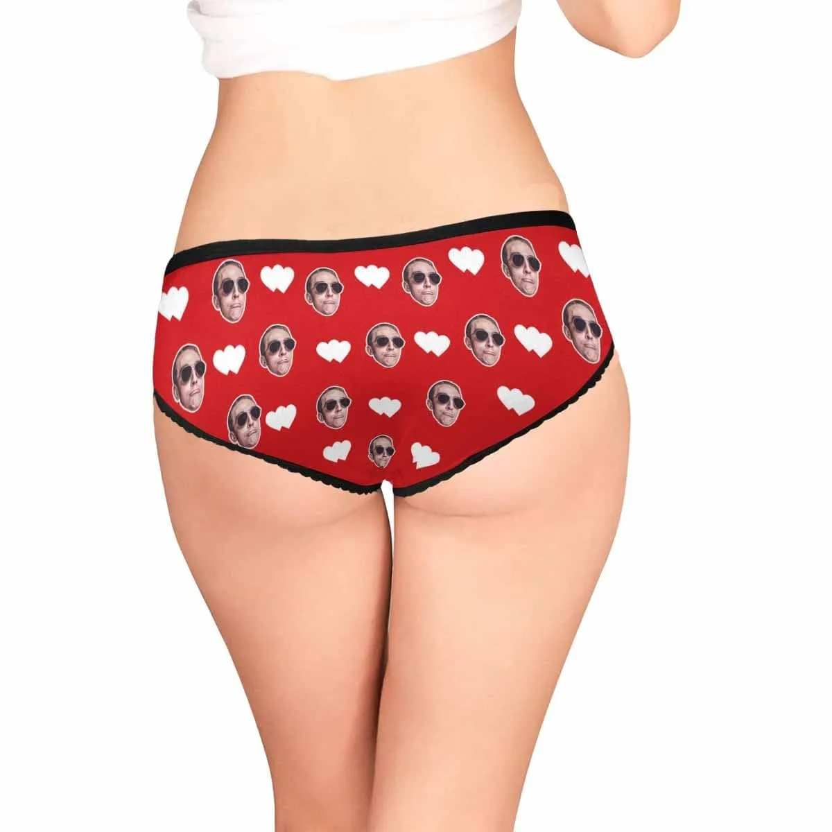 Custom Face Women's Underwear Personalized From My Heart Women's All Over Print High-cut Briefs