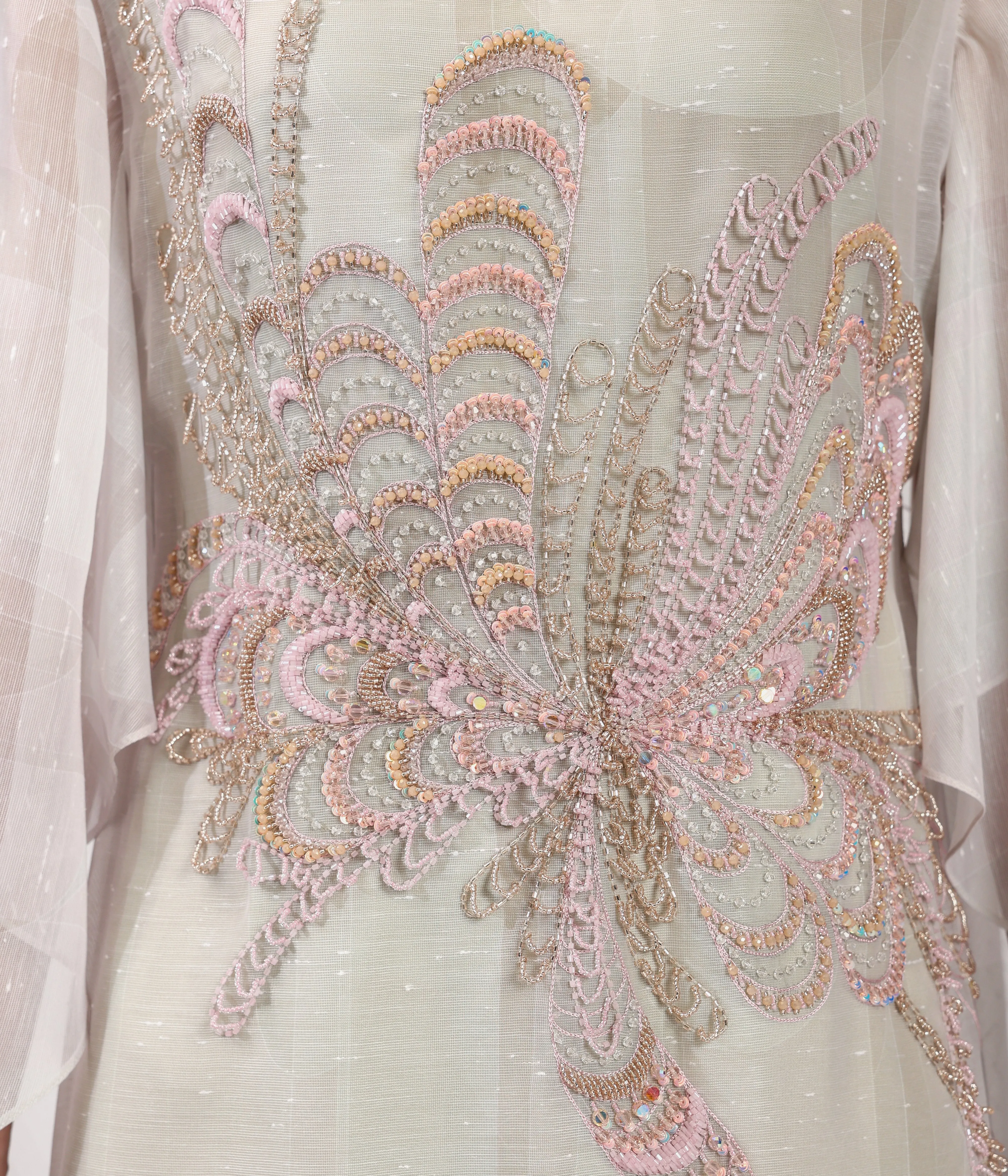 Custom Print Butterfly-Inspired Embellished Cape Dress