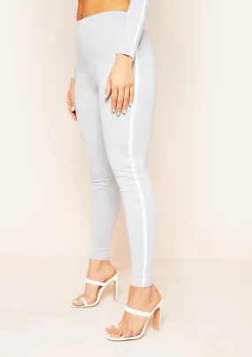 Ellie Light Grey Contrast Stripe Leggings