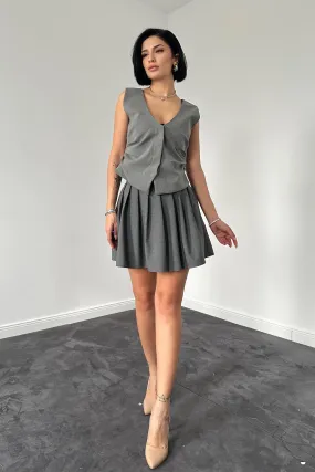 ELS Pleated Mini Skirt - Gray - Spokane