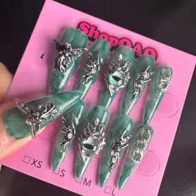 Fall/Winter Gothic Cyberpunk Long Nails with Sweet &amp; Cool Chiaki Vibe