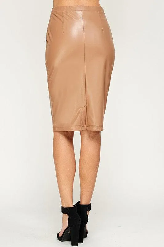 Faux Leather Stretch Pencil Skirt
