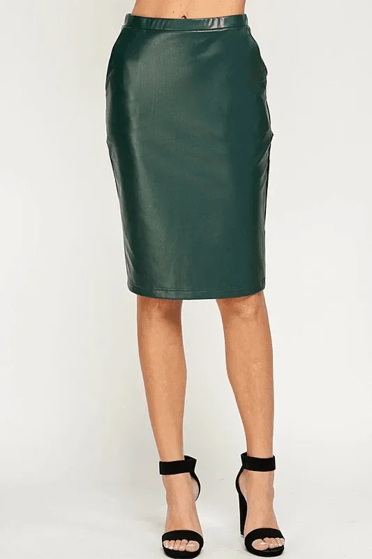 Faux Leather Stretch Pencil Skirt