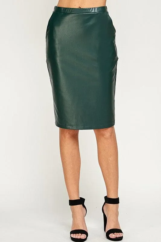 Faux Leather Stretch Pencil Skirt