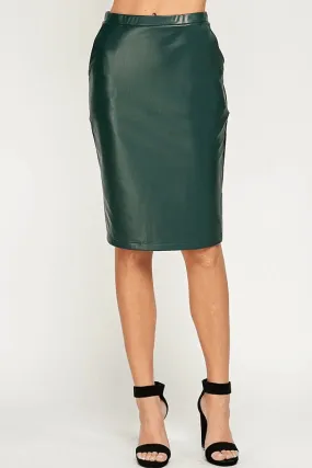 Faux Leather Stretch Pencil Skirt