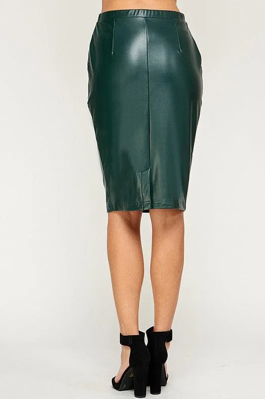 Faux Leather Stretch Pencil Skirt