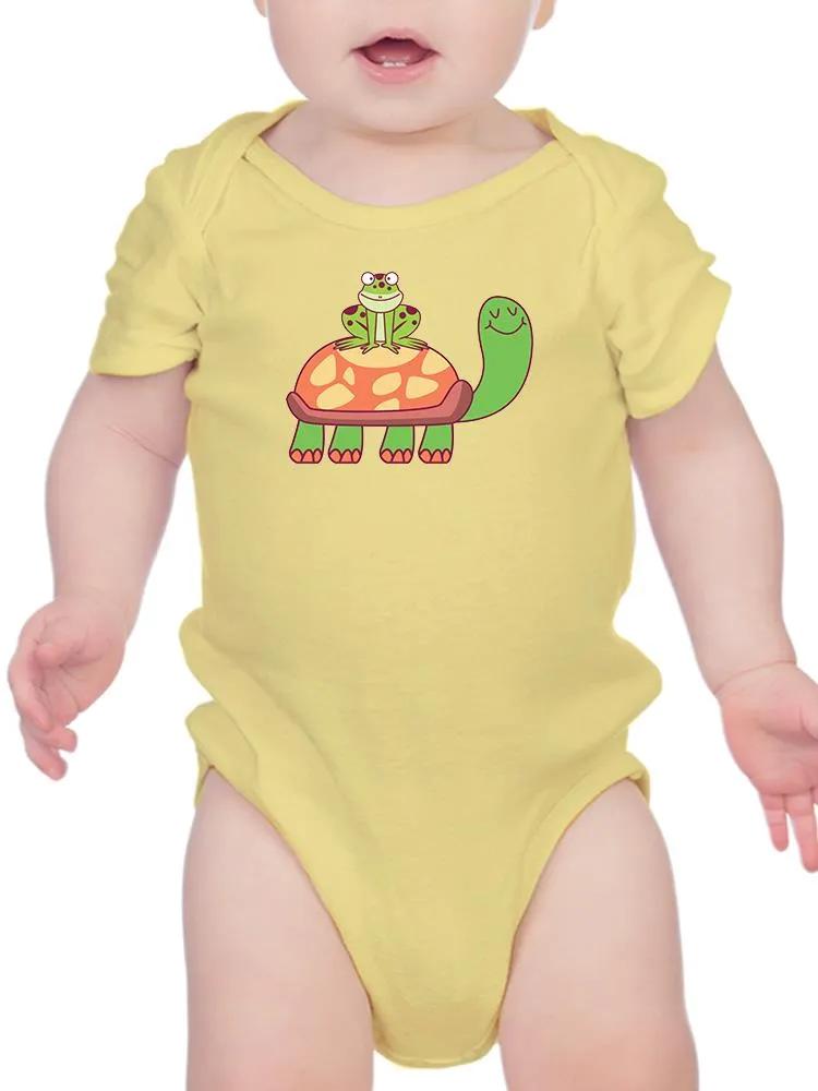 Frog On Turtle Happy Cute Art Bodysuit -Image by Shutterstock
