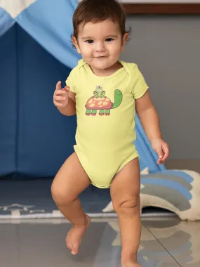 Frog On Turtle Happy Cute Art Bodysuit -Image by Shutterstock