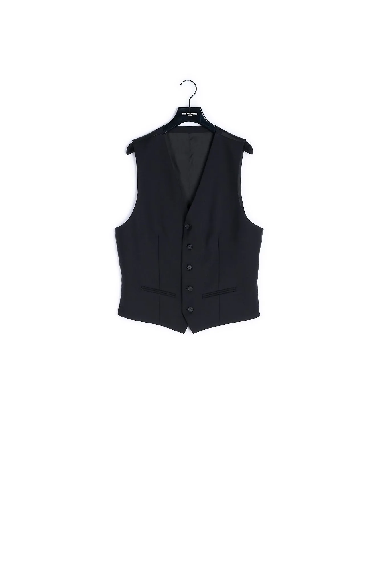 Gilet costume noir laine boutonné