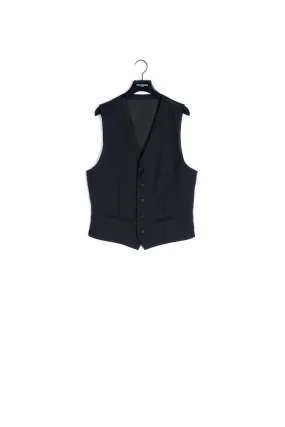 Gilet costume noir laine boutonné