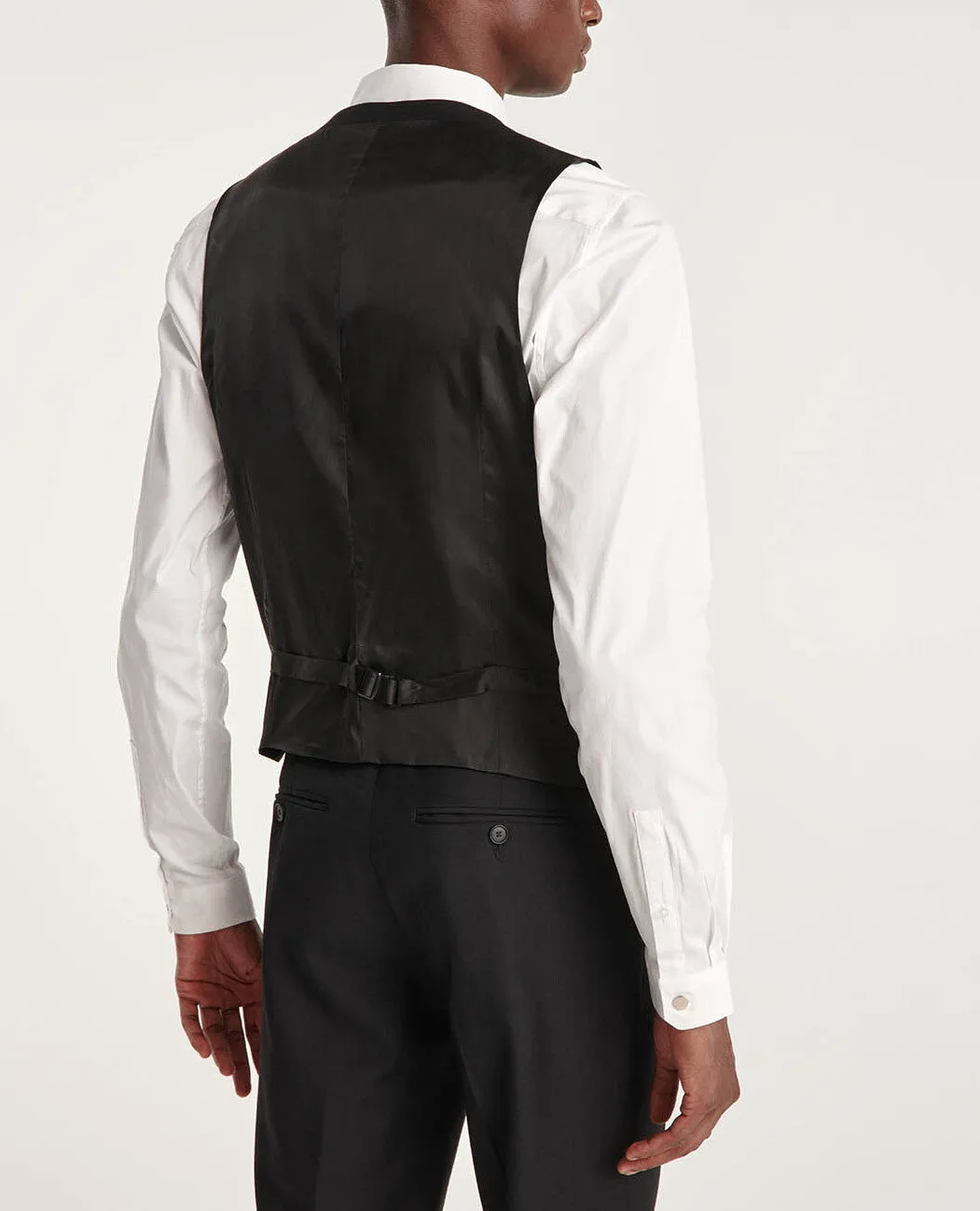 Gilet costume noir laine boutonné