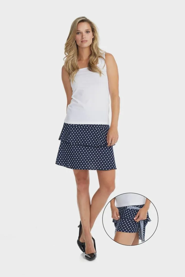 Gitane Navy White Polkadot Layered Judy Skort