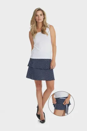 Gitane Navy White Polkadot Layered Judy Skort