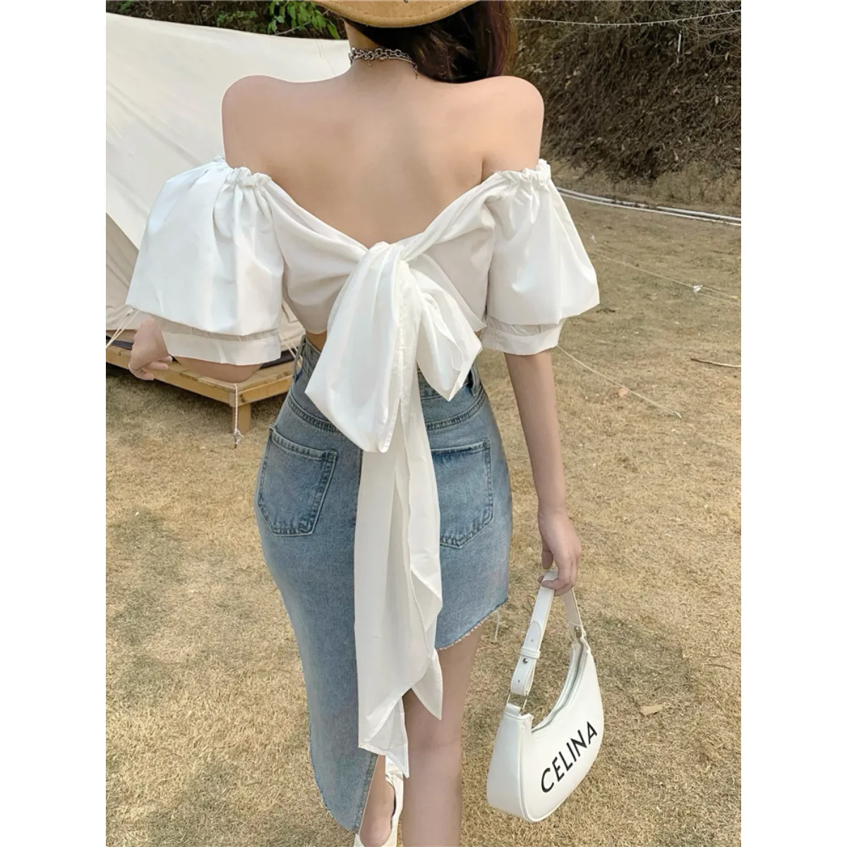 Irregular High Waist Denim Skirt
