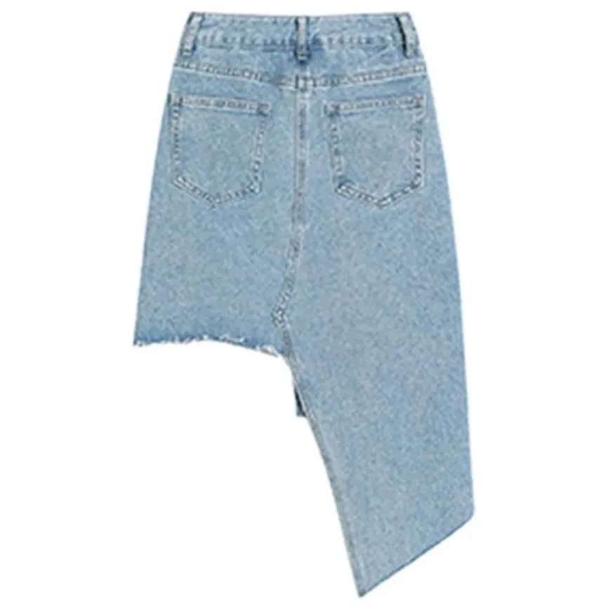 Irregular High Waist Denim Skirt