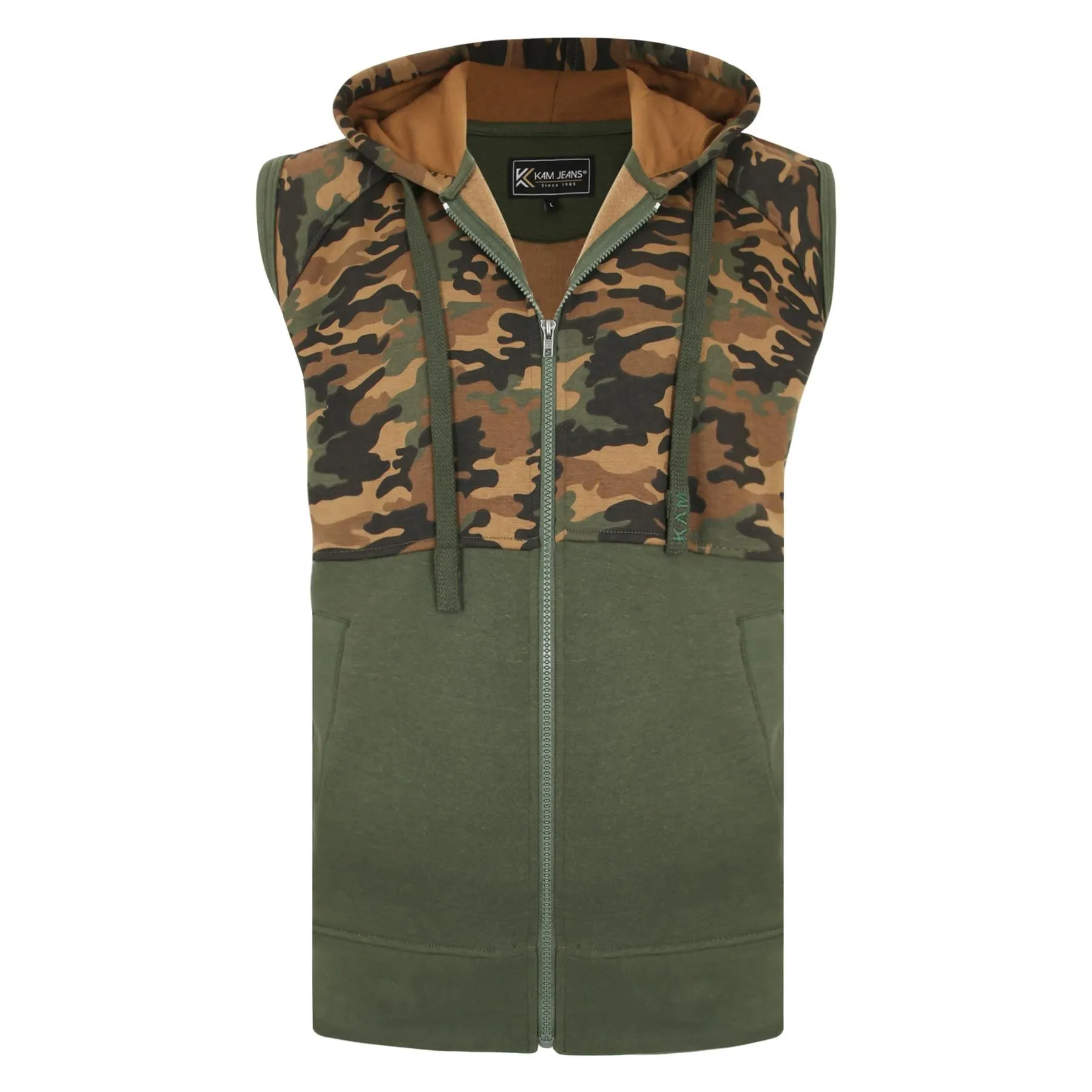 Kam (KBS7039) Kbs Mens Big Size Sleeveless Camo Panelled Gilet in 2XL-8XL