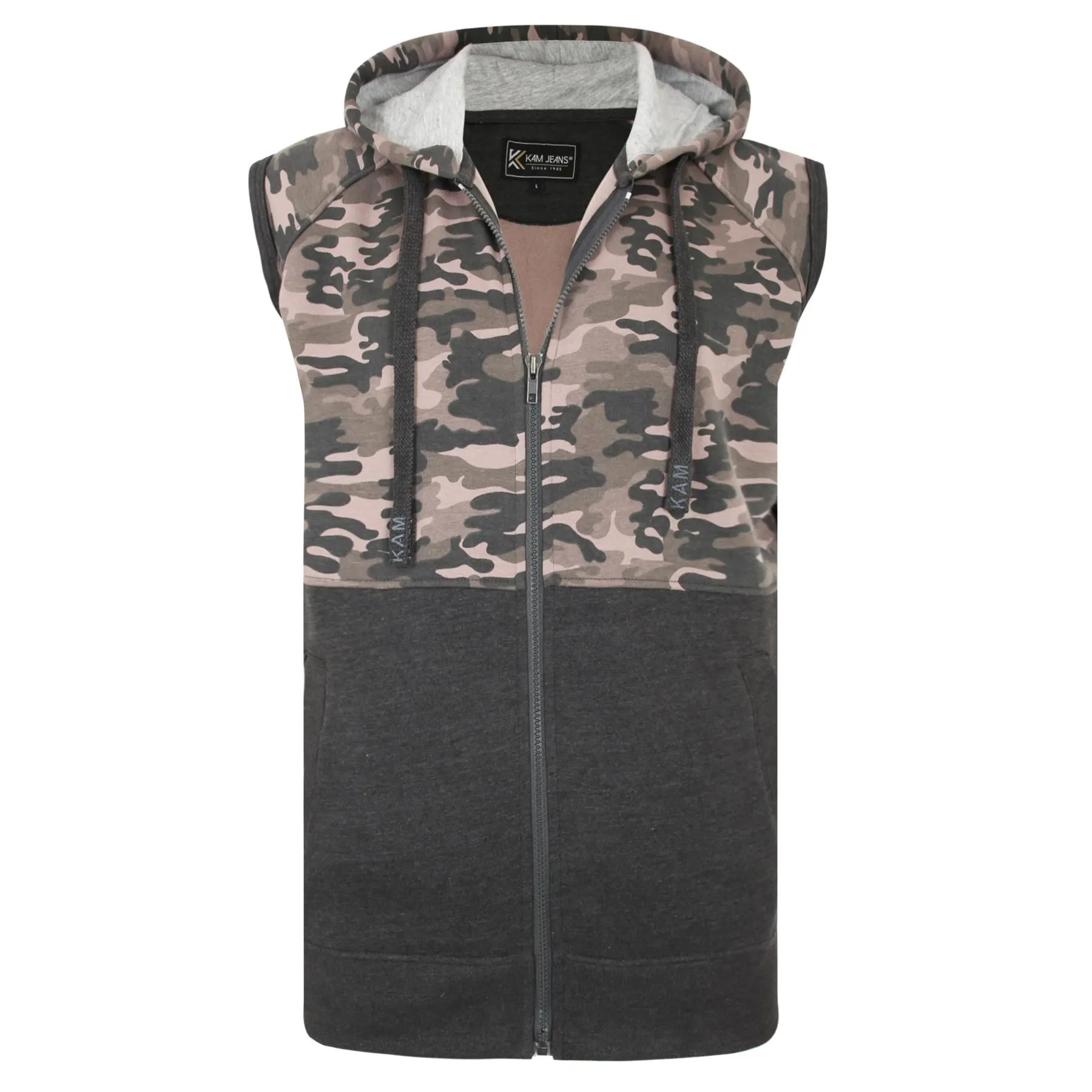 Kam (KBS7039) Kbs Mens Big Size Sleeveless Camo Panelled Gilet in 2XL-8XL