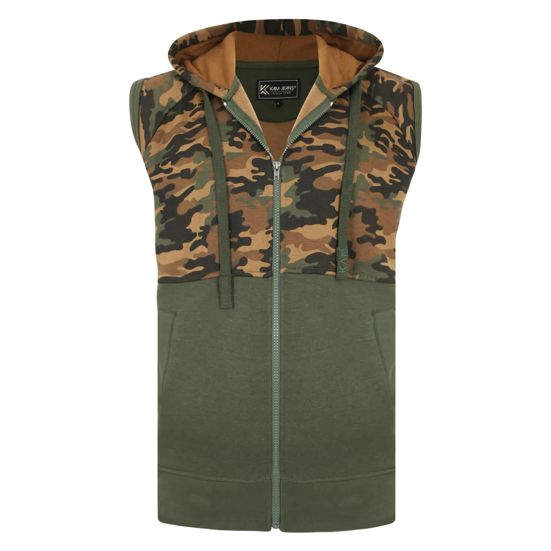 Kam (KBS7039) Kbs Mens Big Size Sleeveless Camo Panelled Gilet in 2XL-8XL