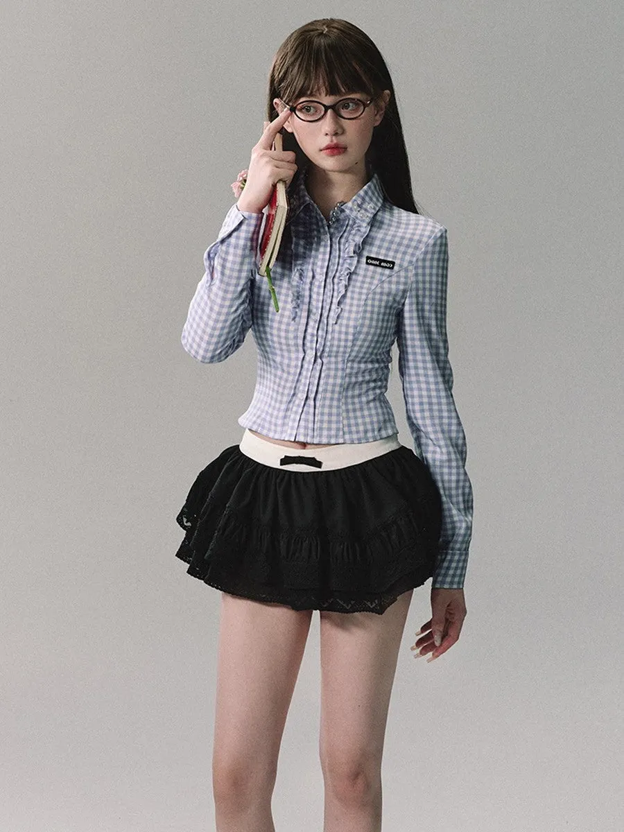 Lace Bi-Color Flare Nichi Mini-Skirt