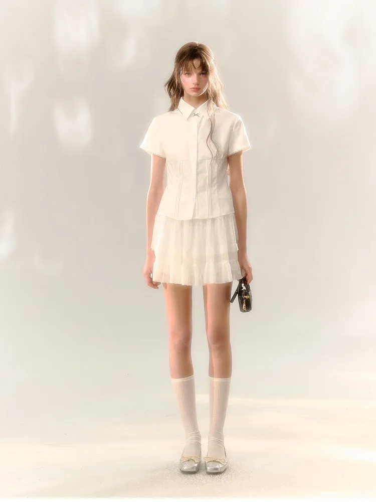 Lace Tiered Sheer Feminine Skirt