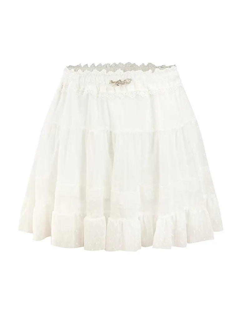 Lace Tiered Sheer Feminine Skirt